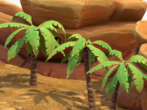 Cartoon Palm Tree Scene 3D Model