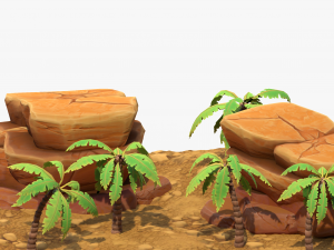Cartoon Palm Tree Scene 3D Модель