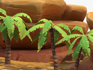 Cartoon Palm Tree Scene 3D Модель