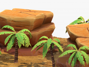 Cartoon Palm Tree Scene 3D Модель