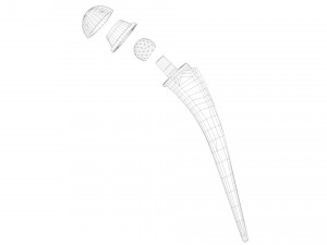 Hip replacement implant and 4 bonus texture 3D Model