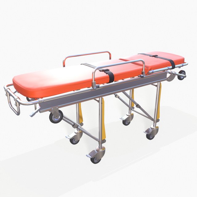 Ambulance Stretcher Trolley 3D Model .c4d .max .obj .3ds .fbx .stl .blend 