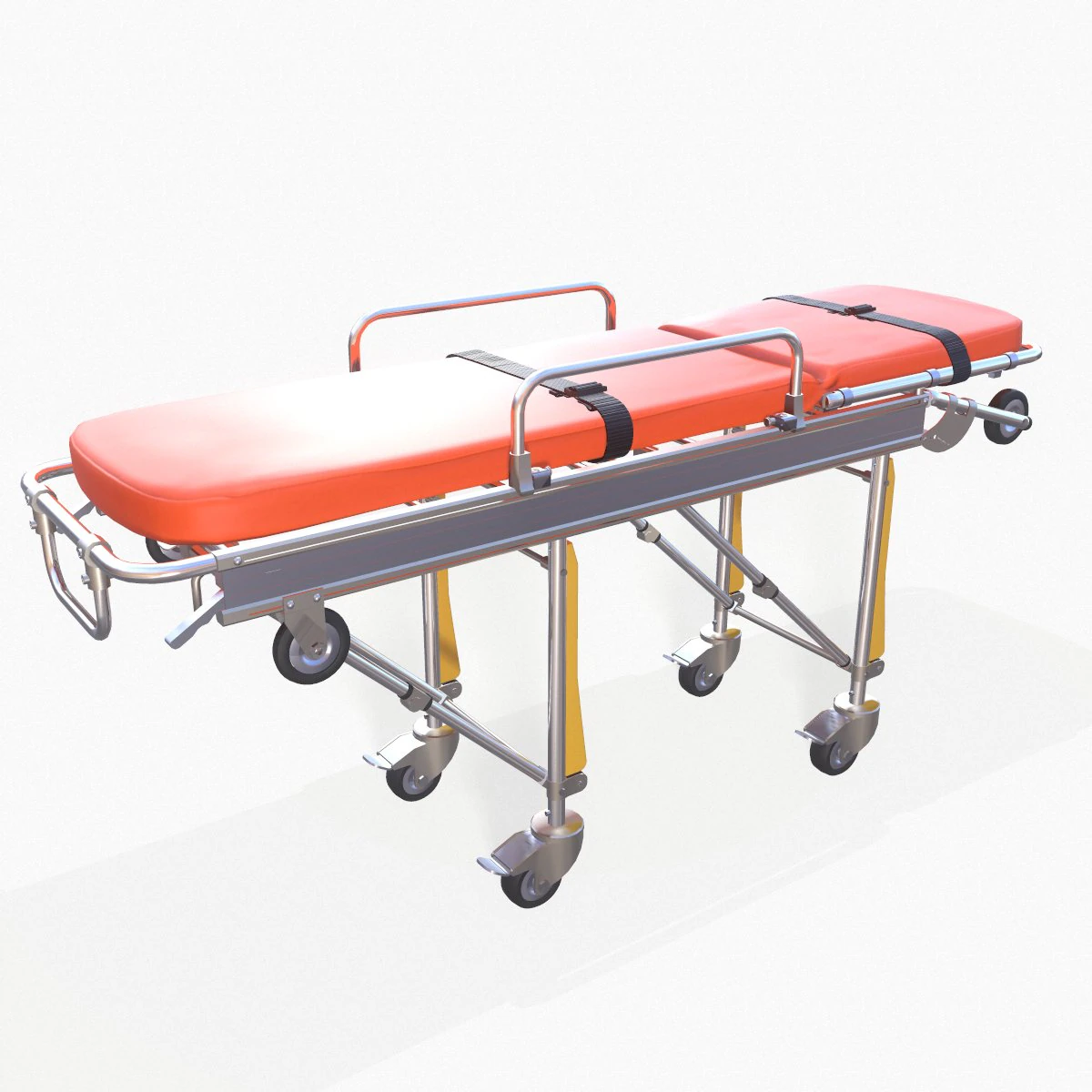 Ambulance Stretcher Trolley 3D Model .c4d .max .obj .3ds .fbx .stl .blend 