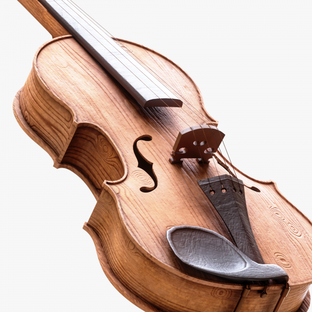 Violin Fiddle Wood 3D Model .c4d .max .obj .3ds .fbx .lwo .lw .lws