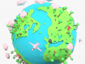 Cartoon Earth 3D Model