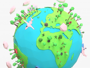 Cartoon Earth 3D मॉडल