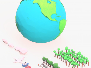 Cartoon Earth 3D मॉडल
