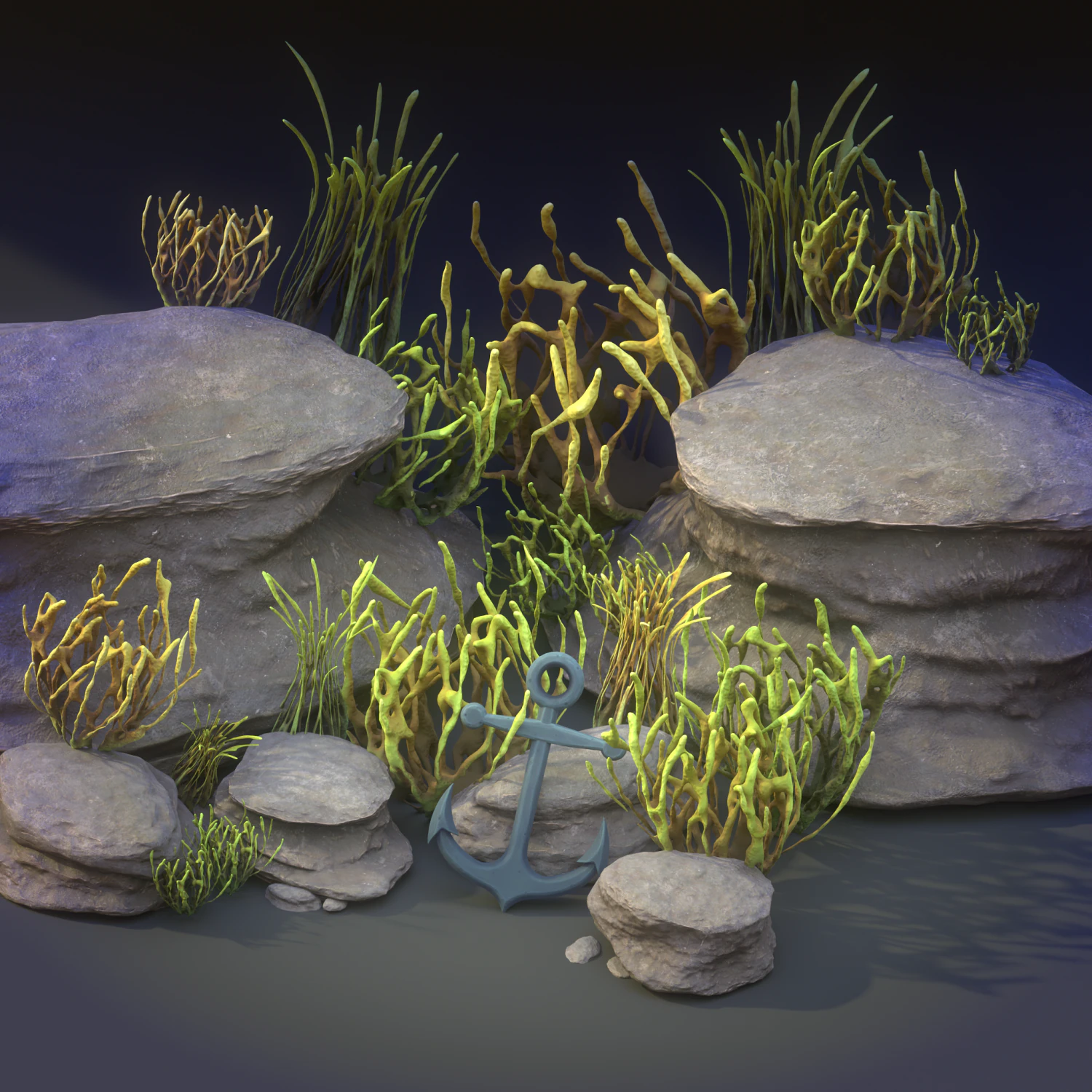 Coral Reef Stylized 3D Model .c4d .max .obj .3ds .fbx .stl .blend 