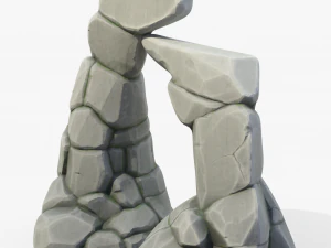 Stylized Rock Cliff Stone Gate 3D Model