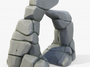 Stylized Rock Cliff Stone Gate Model 3D