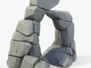 Stylized Rock Cliff Stone Gate 3D Model