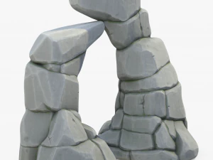 Stylized Rock Cliff Stone Gate 3D Model