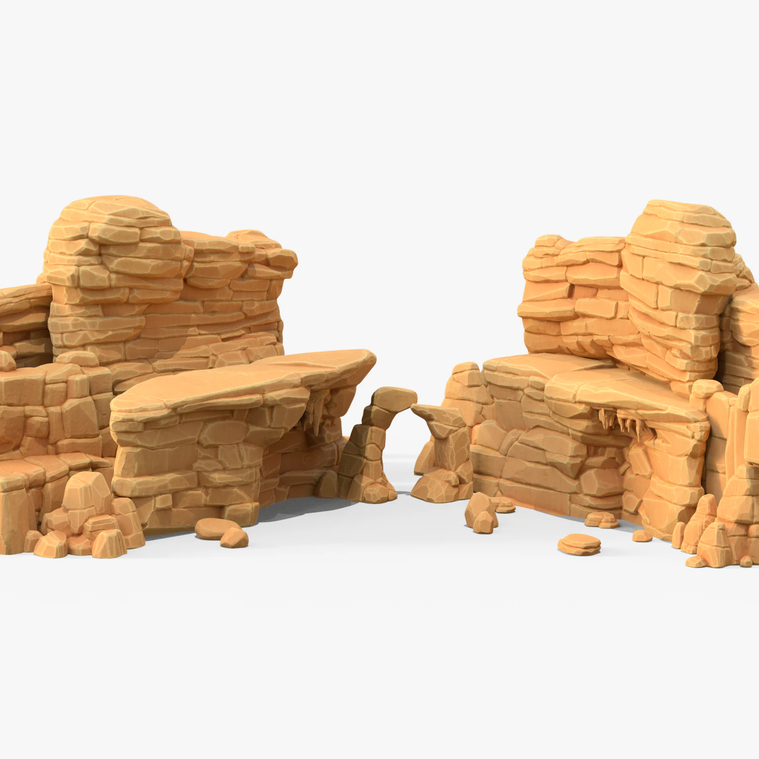 Stylized Sandstone Rock Pack 3D Model .c4d .max .obj .3ds .fbx .stl .blend 