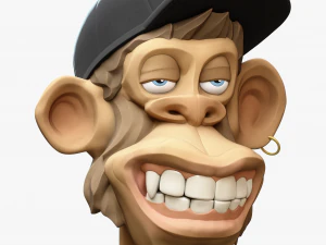 Stylized Monkey Bust Dude Sculpture 3D Model