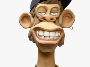 Stylized Monkey Bust Dude Sculpture 3D Model