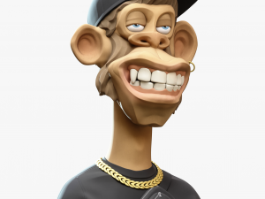 Stylized Monkey Bust Dude Sculpture Modello 3D