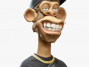 Stylized Monkey Bust Dude Sculpture 3D Model