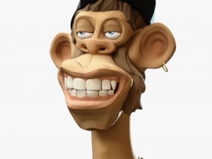 Stylized Monkey Bust Dude Sculpture 3D Model