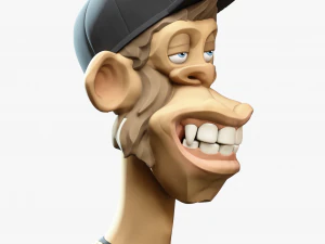 Stylized Monkey Bust Dude Sculpture 3D Model