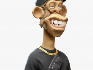 Stylized Monkey Bust Dude Sculpture Modello 3D