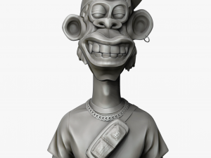 Stylized Monkey Bust Dude Sculpture Modello 3D