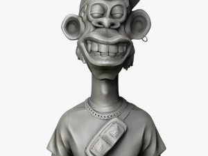 Stylized Monkey Bust Dude Sculpture 3D Model