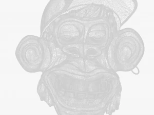 Stylized Monkey Bust Dude Sculpture 3D Model