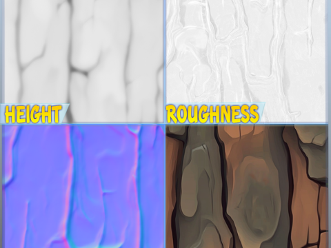 Stylized Bark Seamless Texture Tekstur CG