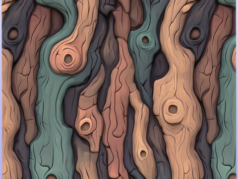 Stylized Bark Seamless Texture CG テクスチャ