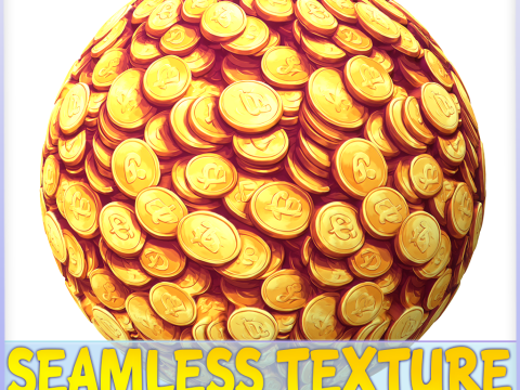 Stylized Gold Coin Seamless Texture CG 纹理