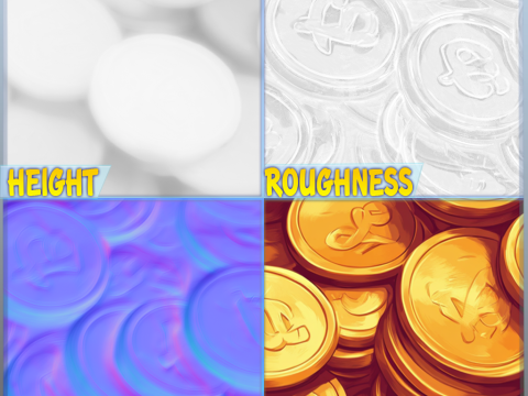 Stylized Gold Coin Seamless Texture CG टेक्स्चर्स