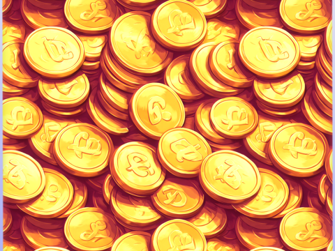 Stylized Gold Coin Seamless Texture CG टेक्स्चर्स