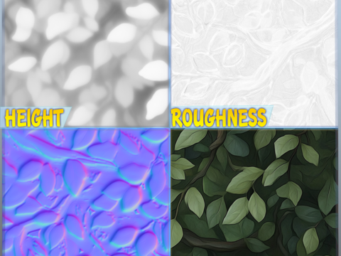 Stylized Foliage Seamless Texture CG 텍스쳐