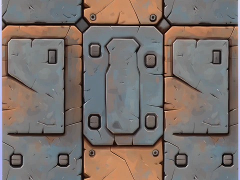 Stylized Metal Panels Seamless Texture CG Textures