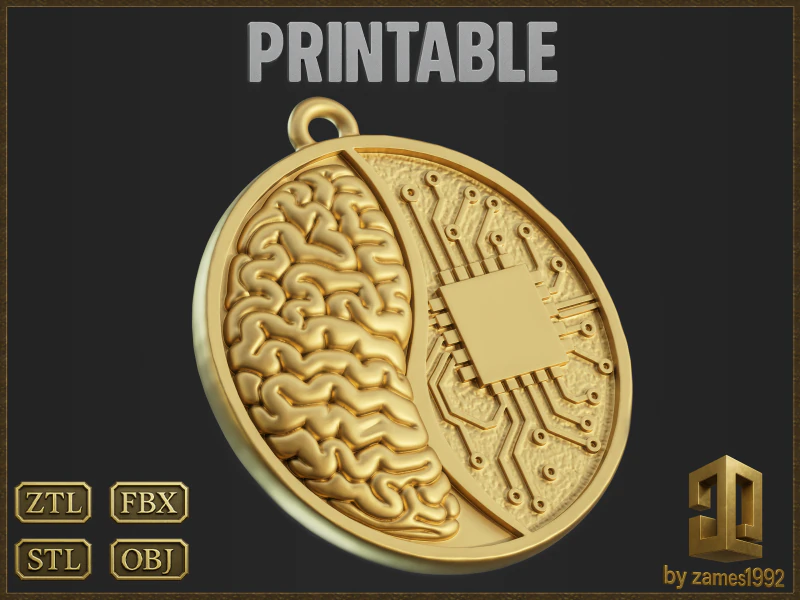 Stylized Brain Network Pendant 3D Print Model .c4d .max .obj .3ds .fbx .stl .blend 