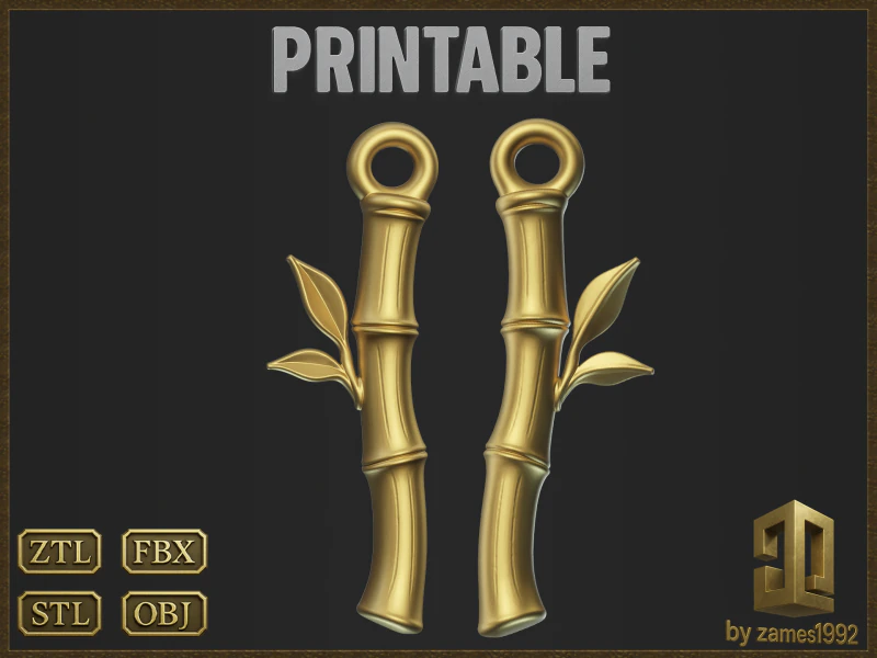Stylized Bamboo for 3D printing and jewelry design 3D Print Model .c4d .max .obj .3ds .fbx .stl .blend 