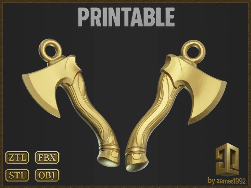 Stylized Axe jewelry design 3D Print Model .c4d .max .obj .3ds .fbx .stl .blend 