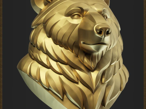 Stylized Bear bust for jewelry design 3D Print Model