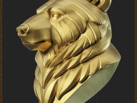 Stylized Bear bust for jewelry design 3D Print Model