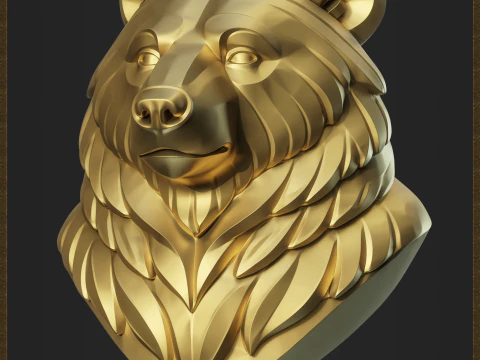 Stylized Bear bust for jewelry design 3D Print Model