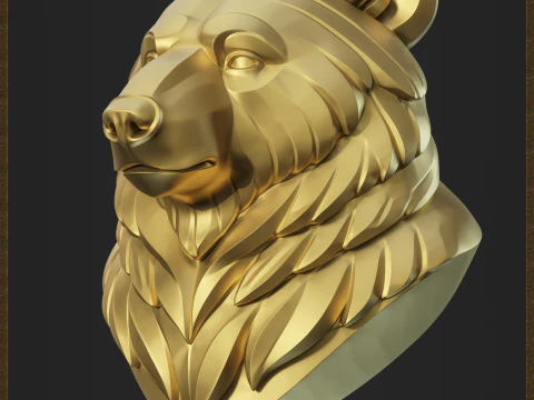 Stylized Bear bust for jewelry design 3D Print Model