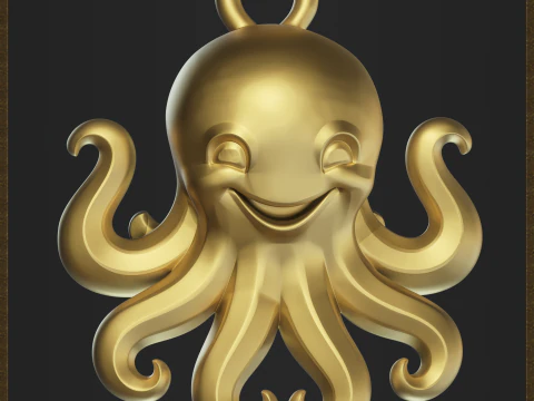 Cute Octopus Pendant 3D Print Model
