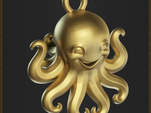 Cute Octopus Pendant 3D Print Model