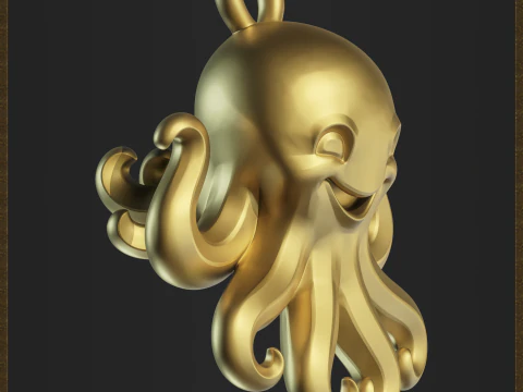 Cute Octopus Pendant 3D Print Model