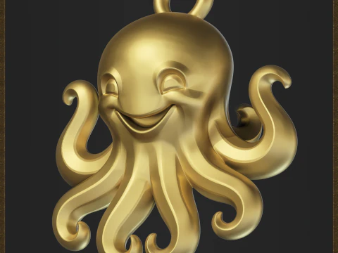 Cute Octopus Pendant 3D Print Model