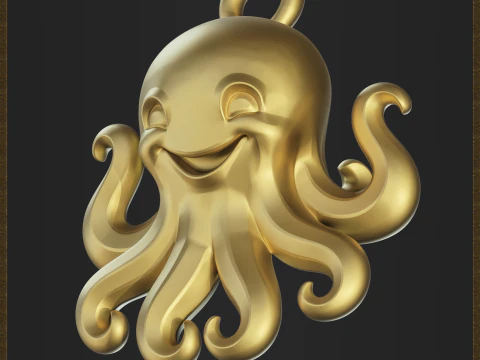 Cute Octopus Pendant 3D Print Model