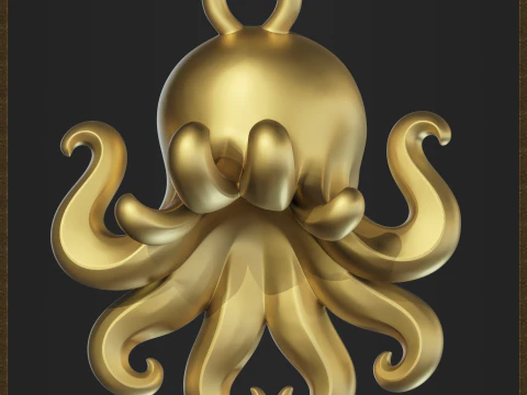 Cute Octopus Pendant 3D Print Model