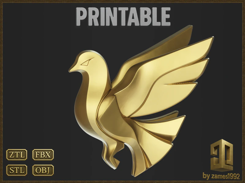 Pigeon Bird Pendant 3D Print Model .c4d .max .obj .3ds .fbx .stl .blend 