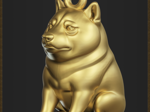 座っているドージェ ミーム ペンダント 3Dプリントモデル