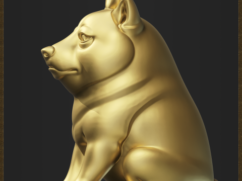 座っているドージェ ミーム ペンダント 3Dプリントモデル